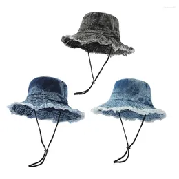 Bérets Bucket Hat pour femme adolescents extérieurs pliables pêcheurs souples à la printemps d'été étanches à la corde mentale F0S4