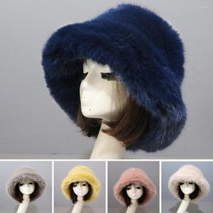 Bérets chapeau seau surdimensionné moelleux à large bord doux épaissi Protection des oreilles fausse fourrure hiver thermique femmes casquette de pêcheur pour la vie quotidienne