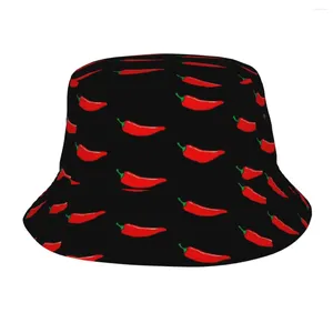 Bérets Bucket Hat Summer Red Food Funny Fisherman Chapeaux pour couple Capes de voyage de plage pliable HARAJUKU