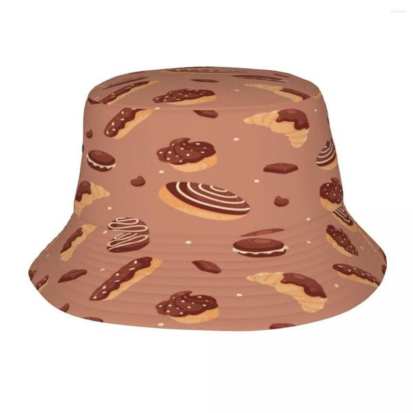 Bérets seau chapeau unisexe Bob casquettes Hip Hop Gorros dessinés à la main chocolat été Panama casquette plage pêche au soleil