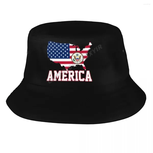 Boinas Sombreros De Cubo Bandera De América EE. UU. Mapa Del País De Estados Unidos Parasol Fresco Al Aire Libre Verano Gorras De Pescador Sombrero De Pesca