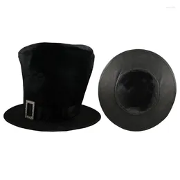 Berets Buckle Belt Flat Top Hat Magician Music Festival Caps Stage rekwisieten Hoofdtooi Dropship