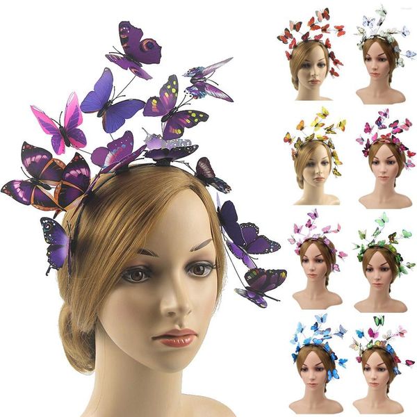 Boinas Mariposa Diadema Aro para el cabello Mujeres Moda Cóctel Fiesta de té Sombrero Sombrero Accesorios para disfraces Diadema Tocados