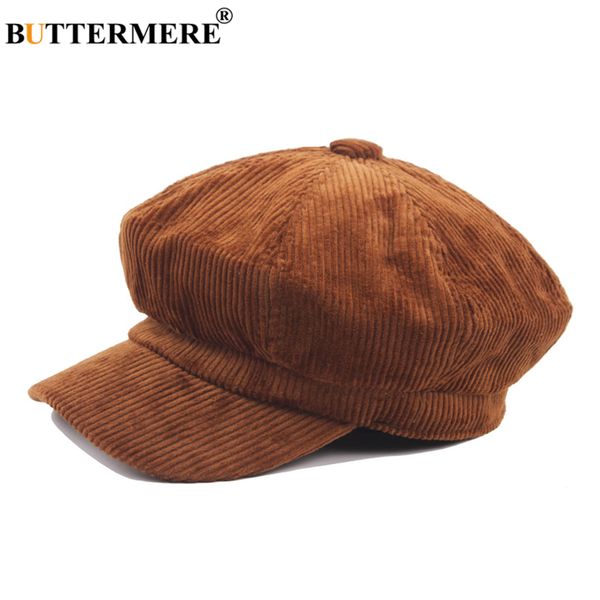 Bérets papillon velours côtelé sboy casquette pour femme café Vintage chapeau femmes automne hiver marque dames peintre octogonal 230831