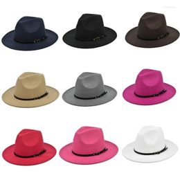 Bérets C6UD Retro Tophat Chapeau de cowboy de couleur unie avec ceinture Simple Jazz en plein air pour Halloween Noël Rassemblement Mascarades Cosplay