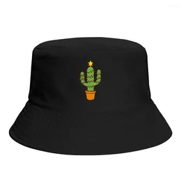 Boinas Cactus Árbol de Navidad en sombrero de cubo rojo para mujeres Hombres Adolescente Plegable Bob Pescador Sombreros Panamá Cap Streetwear