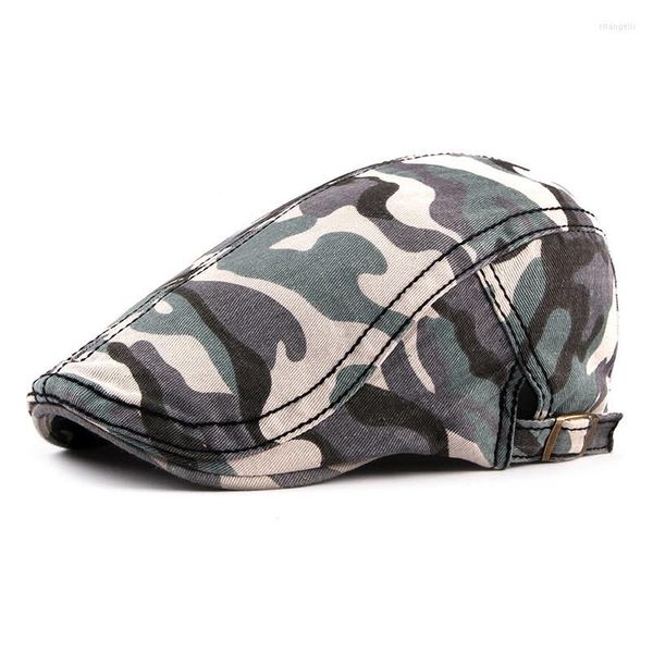 Boinas Camo Ivy Cap ajustable Casual algodón camuflaje hombres plano estilo británico Vintage Duckbill Visor Retro Sboy Hat Dropship