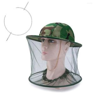 Bérets Camouflage gaze chapeau moustique prévention Camo vert visage Protection casquette jaune 58 cm tour de tête apiculture