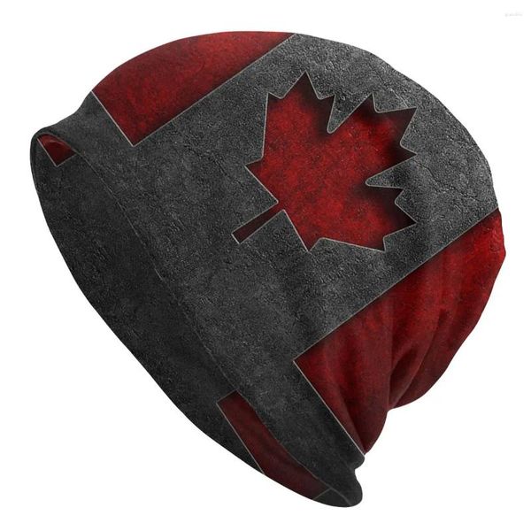 Boinas Bandera canadiense Gorras de piedra Hip Hop Otoño Invierno Skullies al aire libre Gorros Sombrero Unisex Adulto Cálido Gorro multifunción Gorros de punto