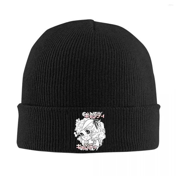 Bérets Candy Anime Hat Automne Hiver Skullies Bonnets Baggy 70s Retro Caps Unisexe Tricoté