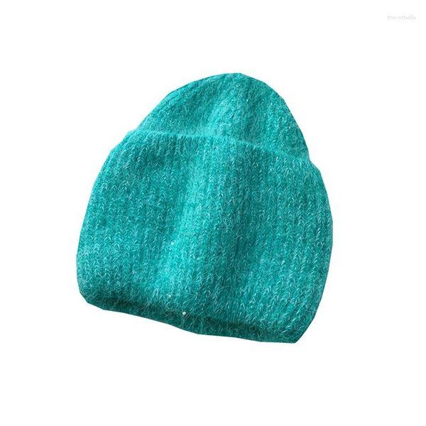 Bérets couleur bonbon cheveux tricot laine chapeau automne et hiver brillant paillettes mode correspondant casquettes peau de Melon