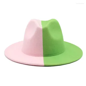 Bérets de couleur bonbon Patchwork large bord Fedora chapeau de soleil mode Jazz Panama pour hommes femmes vacances Super pied bol fête du dimanche