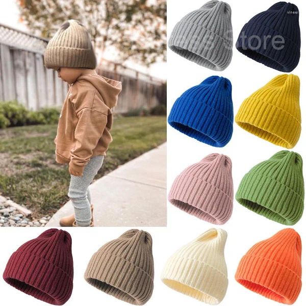 Bérets bonbons couleurs hiver casquettes enfant tricoté chapeau chaud doux à la mode élégant Style laine bonnet élégant Fluorescent mignon décontracté