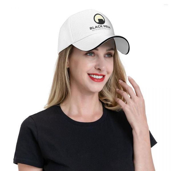 Boinas Gorra Black Mesa Research Facility 2 Unisex Blanco Vintage Golf Headgear Sol Actividades al aire libre Casquette