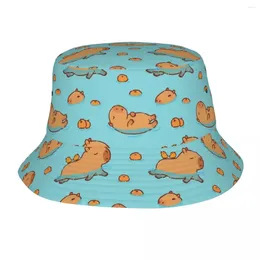 Bérets Capybara Modèle Natation avec Oranges Seau Chapeau Printemps Dessin Animé Mignon Pêche Pour Hommes En Plein Air Femmes Ispoti Léger