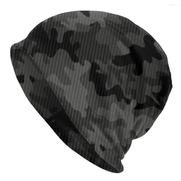 Boinas Carbon Camo Skullies Gorros Gorros Invierno Cálido Sombrero de punto Hombres Mujeres Calle Ejército Camuflaje militar Gorro Sombreros Gorra de esquí al aire libre