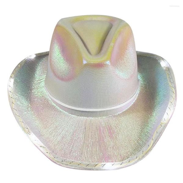 Bérets Carnaval Festival LED Paillettes Lumineuses Chapeau De Cowboy Hip-Hop Tendance Unisexe Fête À La Plage Cowgirl Cap 2023 Mode Glowing I7Z0