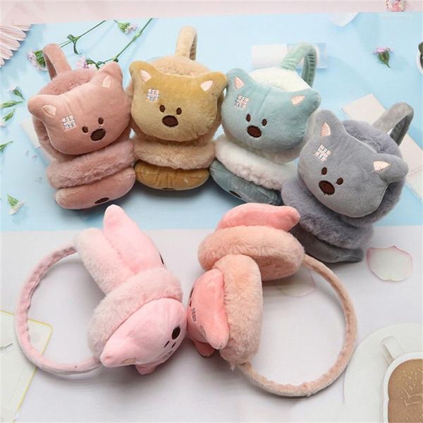 Bérets dessin animé ours en peluche cache-oreilles hiver froid oreille Protection plus chaud pour bébé enfants cache-oreilles cache-oreilles Cove garçon fille cadeaubérets Elob2