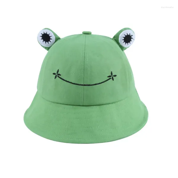 Bérets Cartoon Frog Bucket Hat pour femmes hommes pliable coton été soleil pêche pêcheur parent-enfant en plein air Panama Cap Bob 2024