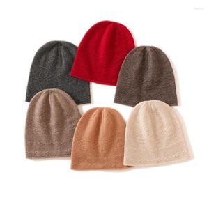 Bérets Chapeau En Cachemire Printemps Et Automne Hommes Femmes Usage Général Couleur Unie Épais Chaud Mode Curling Tricoté Décontracté