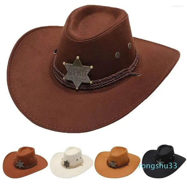 Bérets Chapeau en denim de laine de cachemire Casquettes de protection Chapeaux de chevalier Cyclisme Laine Escalade Été Soleil Voyage Crème solaire Western Cowboy Star