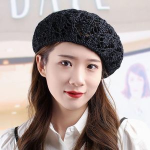 Bérets Casual Beanie Hat Hollow Straw Artist Beret Respirant Painter Pumpkin For Dog WalkingBerets