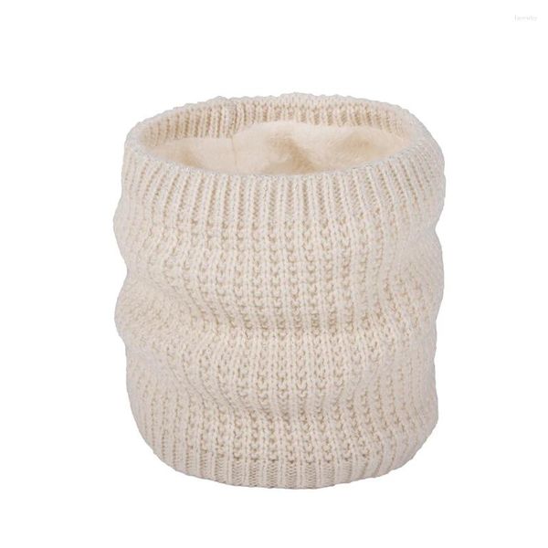 Bérets Écharpe de protection contre le froid décontractée pour l'hiver et coupe-vent avec col rond (beige)