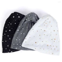 Beretten Casual Fashion Ribbed Star Beanies For Women Man Caps vrouwelijke katoenen slouchy beanie tulband wraps gestreepte hoeden motorkap