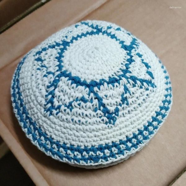 Boinas casuales judías jeque kippá bordado elástico bordado blanco yarmulke plano top suministros calientes