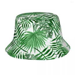 Baretten Casual tropisch zomers groen Hawaiiaans palmboom Bloemen Emmerhoeden Unisex inpakbaar Wandelen Visserspet Bob
