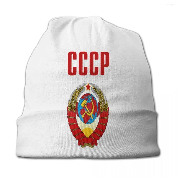 Bérets CCCP URSS Russie Fête Nationale Skullies Bonnets Chapeau Printemps Hommes Femmes Casquettes De Rue Chaud Double Usage Bonnet Tricoté