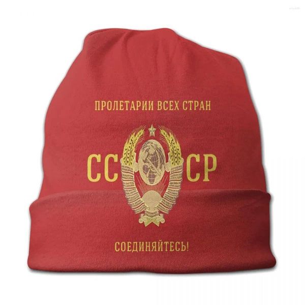 Bérets CCCP URSS Russie Skullies Bonnets Chapeaux Printemps Unisexe Ski Casquettes Chaud Thermique Élastique Bonnet Tricot Chapeau