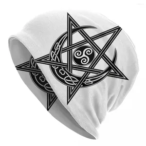 Baretten Celtic Moon Star Triple Spiral Heren Mutsen Voor Vrouwen Outdoor Motorkap Hoeden Unisex Gebreide Muts Hip Hop Cap