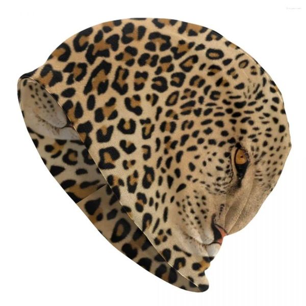 Boinas Cheetah Brown Bonnet Sombreros Ocultos Leopardo Gráfico Beanie Sombrero de punto personalizado Invierno Lindo Hombres Mujeres Kpop Térmico Elástico Caps