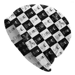 Boinas Chess Club Seven Bonnet Hats Cool Knit Hat para mujeres Hombres Invierno Cálido Juego de ajedrez Pieza Skullies Gorros Gorros