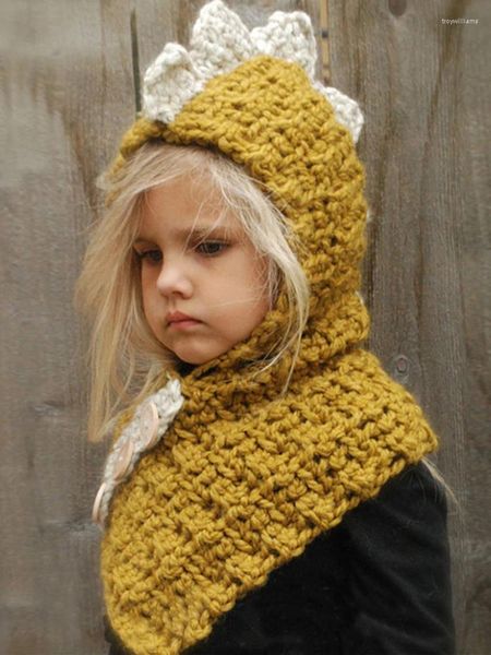 Bérets Chic hiver beaux enfants chapeau enfants casquettes dinosaure dessin animé animal chaud mignon à la main bébé filles garçons épaissir tricot cou chapeaux