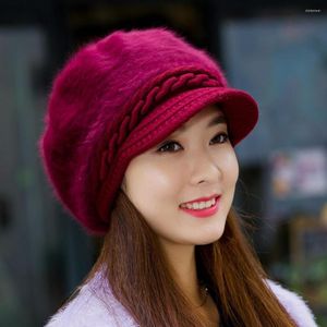 Beretten chique vrouwen piekten hoed korte rand Super zachte koude breien beanie herfst winter streetwear