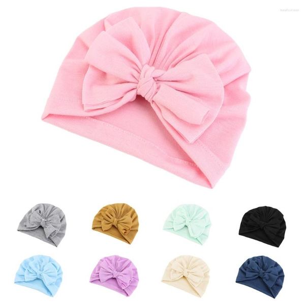 Bérets Enfant Enfants Coton Mélange Cap Bébé Turban Arc Chapeau Bonnet Casquettes Chapeaux Infant Toddler Anniversaire Cadeau Po Props