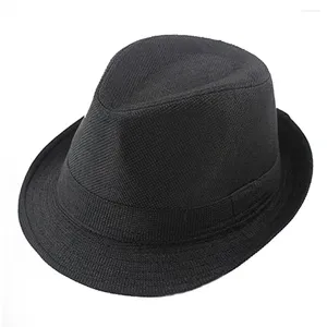 Beretas Niños Fedora Hats Gentleman Kids Dancing Performance Hat para Cabeza de 56-58 cm (negro)