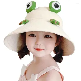 Bérets enfants chapeau grand bord été enfants Panama casquette seau pour garçons filles plage voyage casquettes de soleil dessin animé grenouille