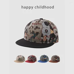 Berets kindermutsen lente en herfst bloemendoek gewikkeld hiphop hoed kind casual cartoon flat rim honkbal pet
