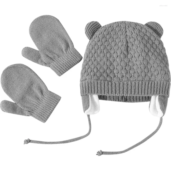 Boinas Sombrero de punto para niños Guantes de invierno Gorro de lana Gorro de punto Algodón Calor Sombreros encantadores