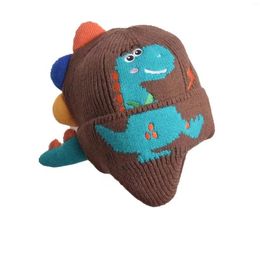 Bérets pour enfants Hiver Wool Hat Garrobu Baby Tricoting Cartoon Petit dinosaur Hatcience chaude mignonne