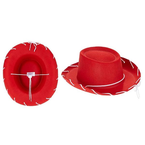 Bérets pour enfants marron rouge feutre Cowboy chapeau Western grand avant-toit nouveauté noël Cowgirl Costume pour enfants garçons fillesbérets