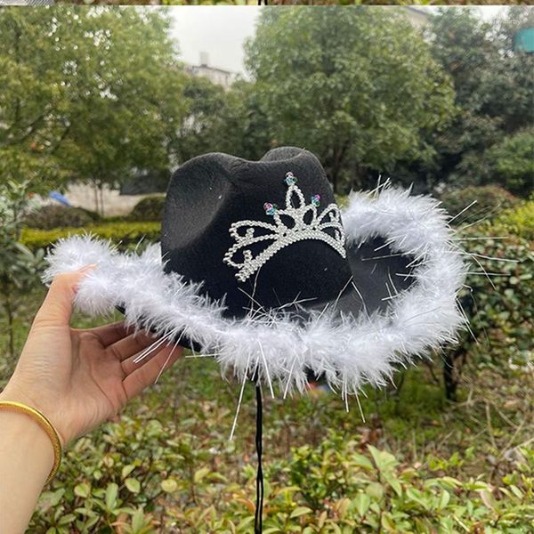 Boina Chollius mujer elegante tocado con plumas sombrero con adornos de cristal para boda fiesta nupcial accesorio para el cabello