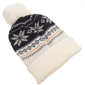 Bérets bonnet de noël tricoté, chapeau de père noël, coiffure chaude de vacances, cadeau de noël pour femme, homme et enfant (blanc)