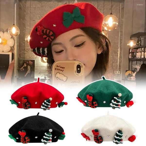 Bérets de Noël Béret Chapeau Bonnet Simple Doux Français Doux Polaire Chaud Tout Match Costume Accessoires