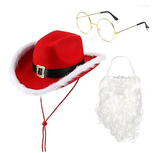 Bérets accessoires de Costume de noël, chapeau de père noël, ensemble de lunettes à barbe blanche, fournitures de fête de Festival Cosplay