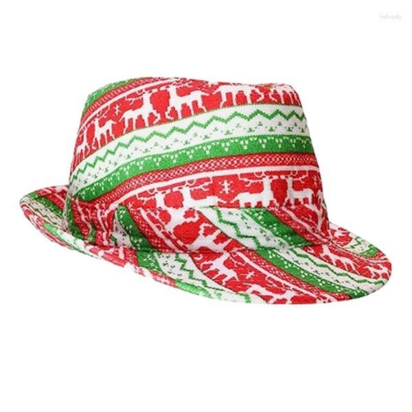 Boinas Sombrero Fedora de Navidad para adultos con estampado de festival Traje colorido Mujeres Hombres Fiesta de Halloween Accesorios de escenario