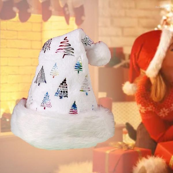 Boinas Sombrero de Navidad Suave Felpa Glitter Santa para adultos Niños Decoración Po Prop